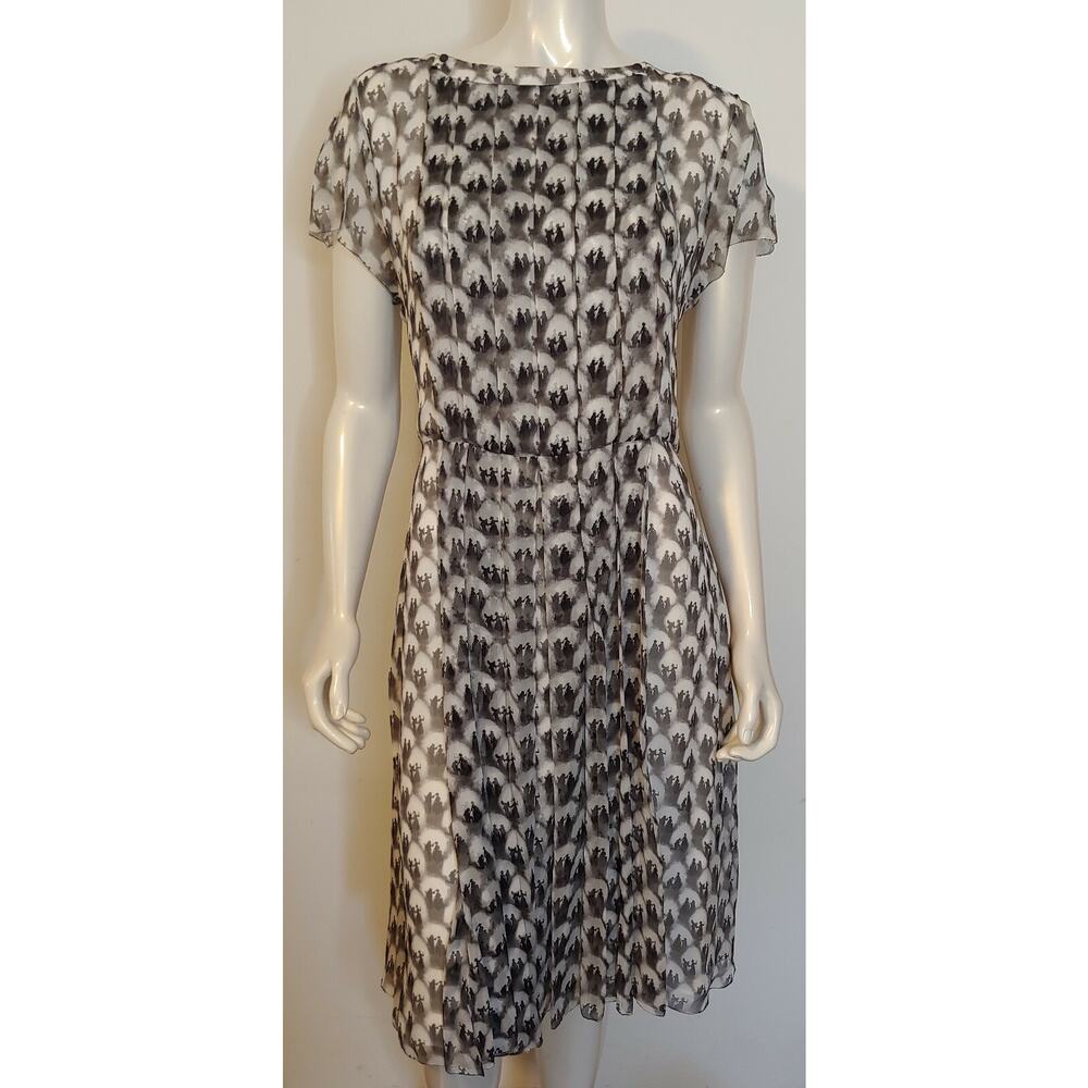 Jason Wu Silk Dress 12 NWT Cream Black Victorian Couple Pleated $1700 SS Dancer